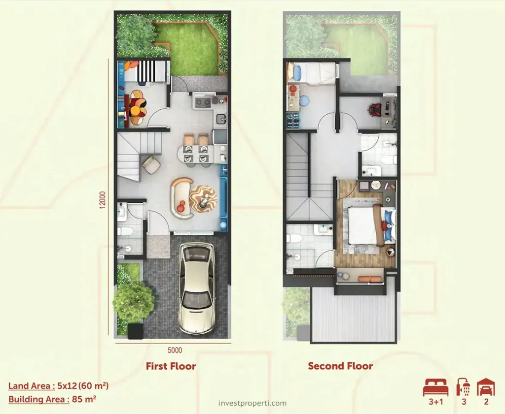 Denah Rumah Altara Home Grand Wisata Bekasi Tipe 85