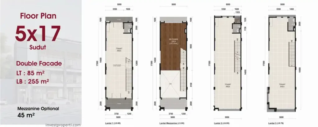 Denah Grand Boulevard Aniva Studio Loft Tipe 5x17 Sudut