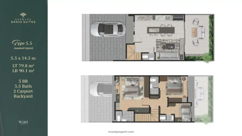 Denah Rumah Cendana Grand Suites Marq Estate Tipe 5,5