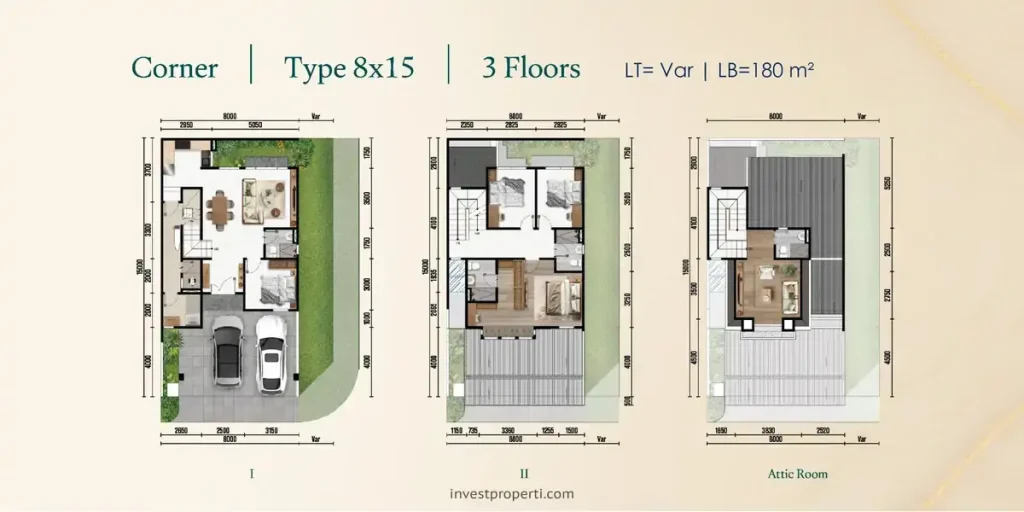 Denah Altadena Residences Gading Serpong T8x15 Sudut