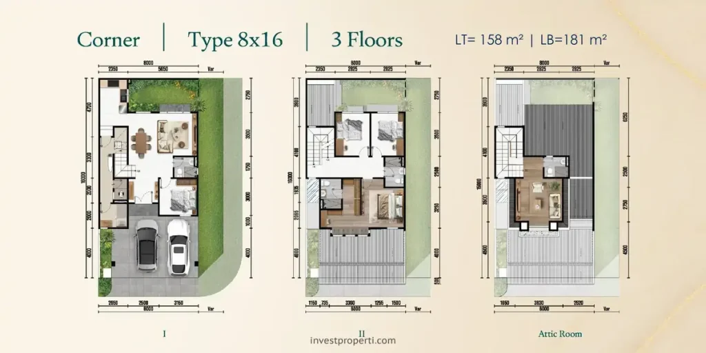 Denah Altadena Residences Gading Serpong T8x16 Sudut