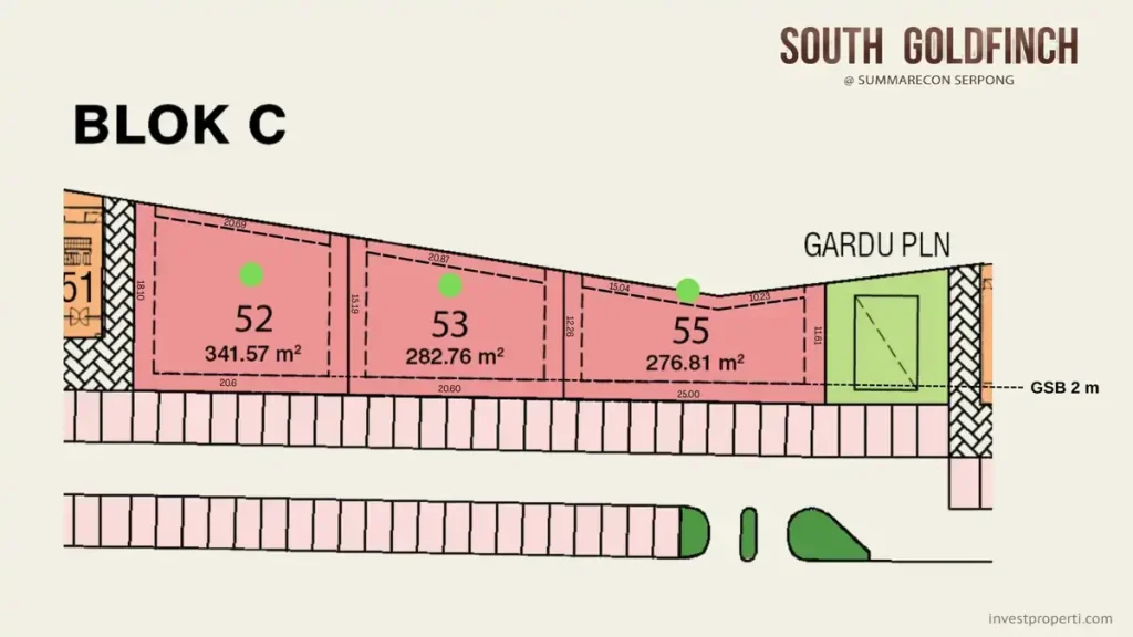 Siteplan Kavling Komersial South Goldfinch Summarecon Serpong Block C