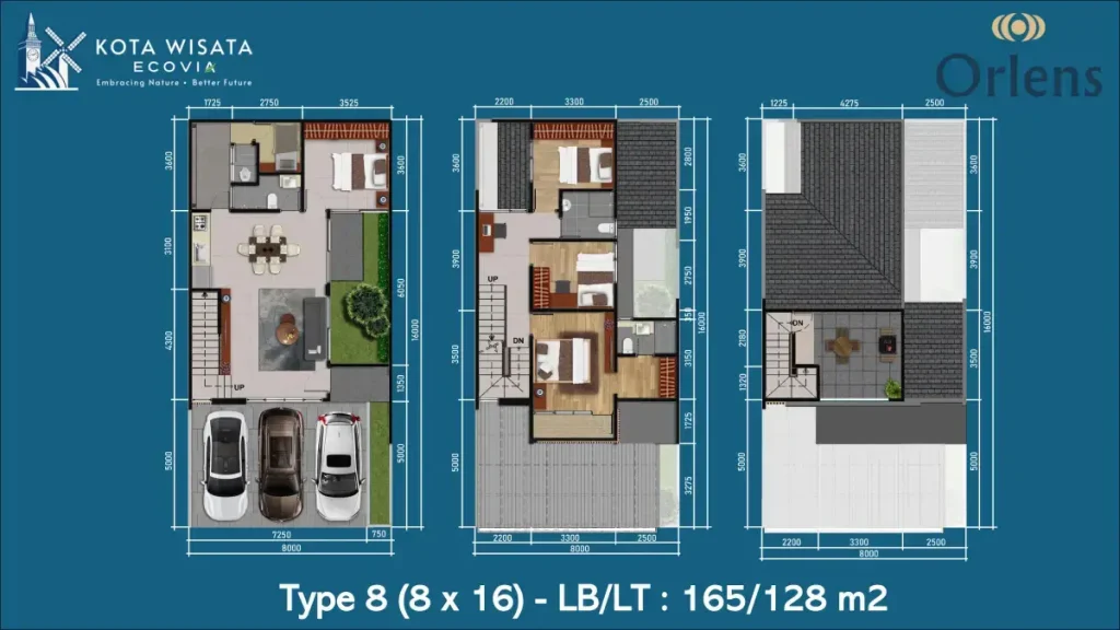 Denah Rumah Orlens Bravera Kota Wisata Tipe 8