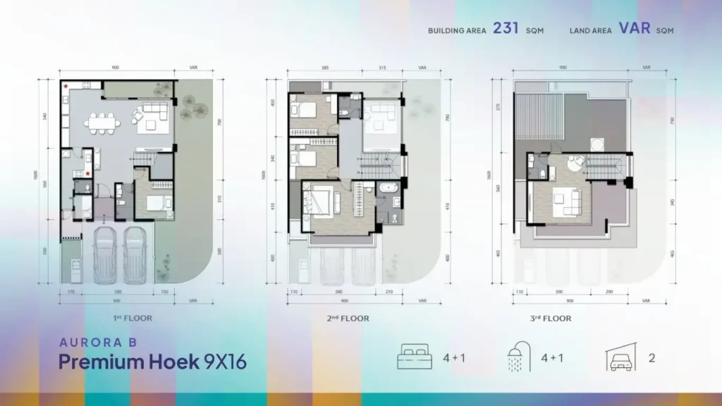 Denah Rumah Finore Summarecon Serpong - Aurora B Premium Hoek