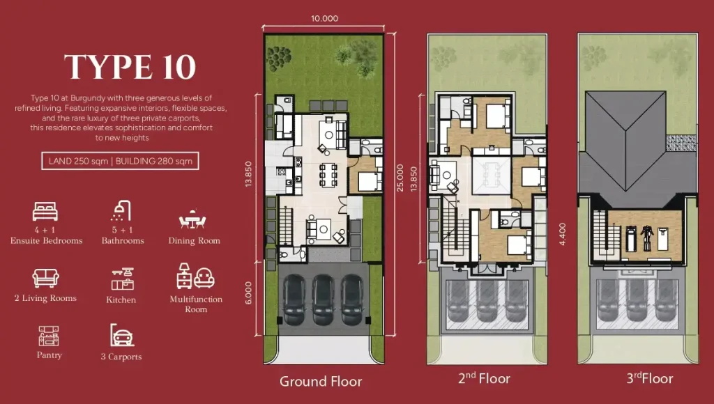 Denah Rumah Burgundy Rancamaya Bogor Tipe 10