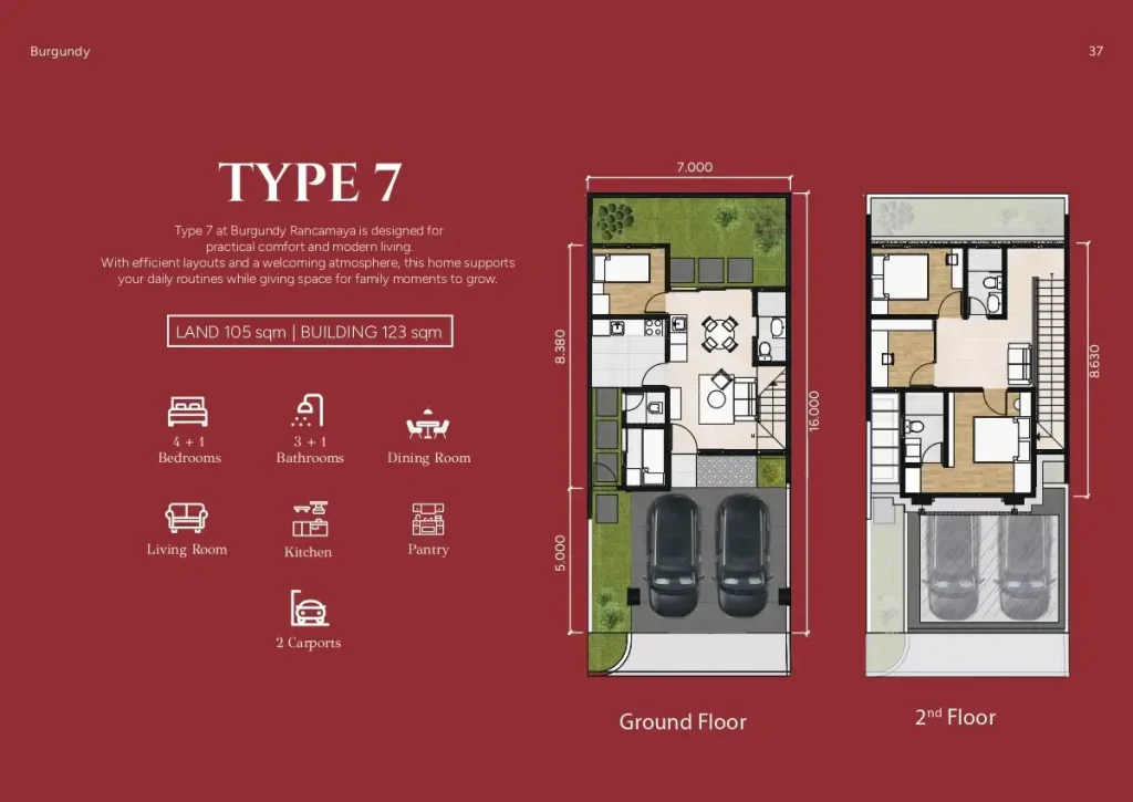 Denah Rumah Burgundy Rancamaya Bogor Tipe 7
