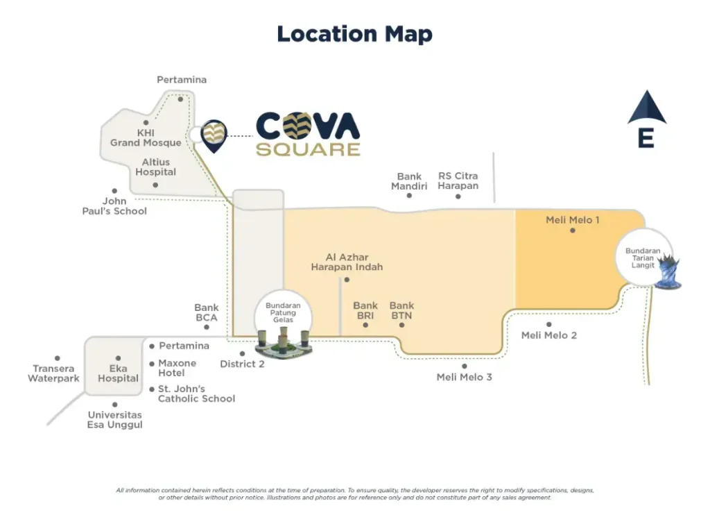 Lokasi Cova Square Kota Harapan Indah Bekasi