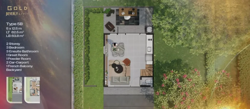 Denah Rumah Park Serpong Gold Tops Beverly Livin T5B