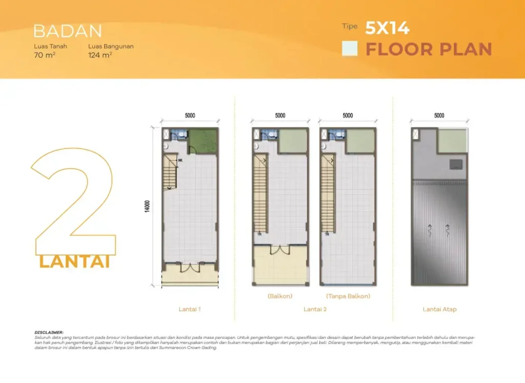 Denah 2 Lantai Badan Ruko Gading Square Summarecon Bekasi