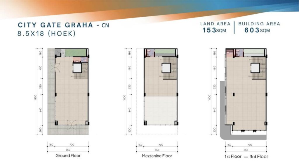 Denah Lantai City Gate Suite CN 8.5x18 Hoek