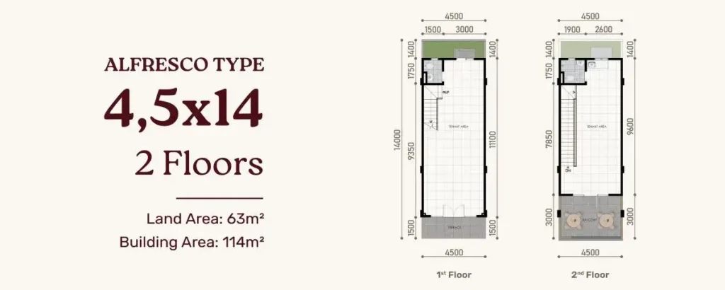 Denah Pasadena Square South Gading Serpong tipe 4,5x14