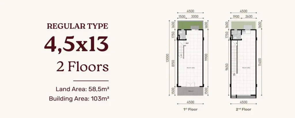Denah Pasadena Square South Gading Serpong tipe 4,5x13 3 lt