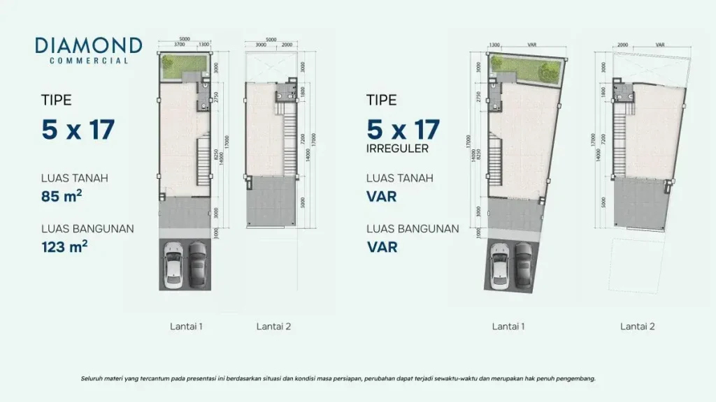 Denah Ruko Diamond Commercial Summarcon Bandung 5x17