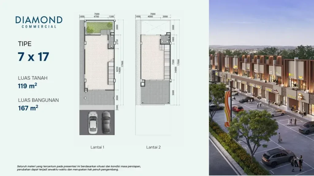 Denah Ruko Diamond Commercial Summarcon Bandung 7x17