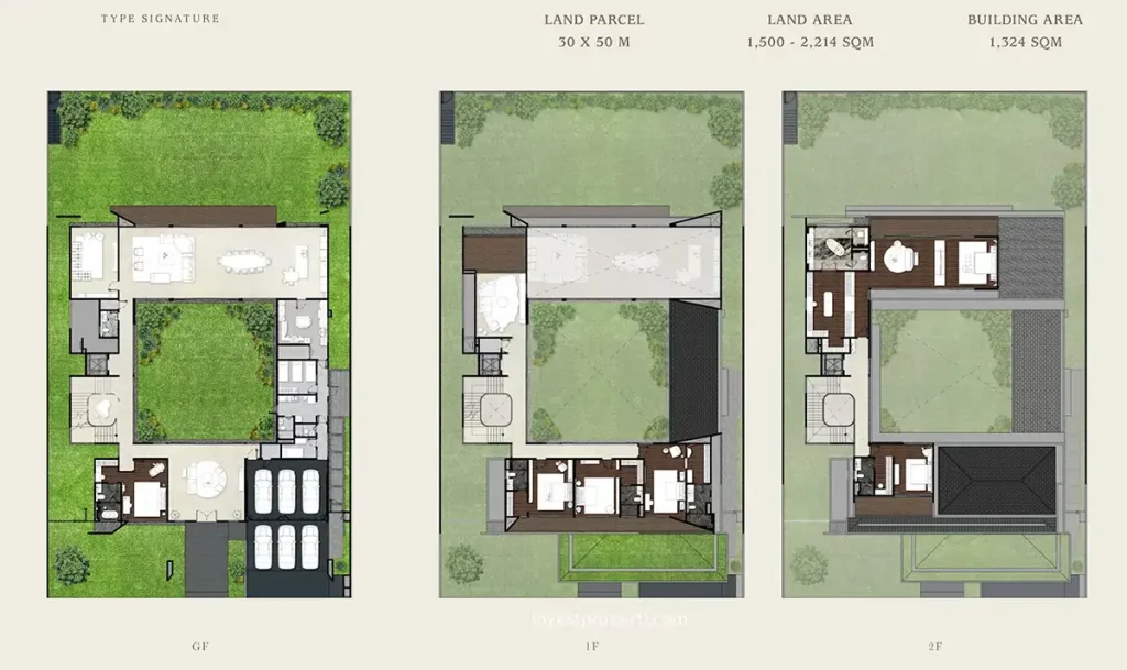 Denah Island Villa at NavaPark BSD Tipe Signature