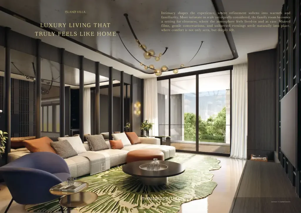 Desain Interior Island Villa at NavaPark BSD Tipe Signature Living Room