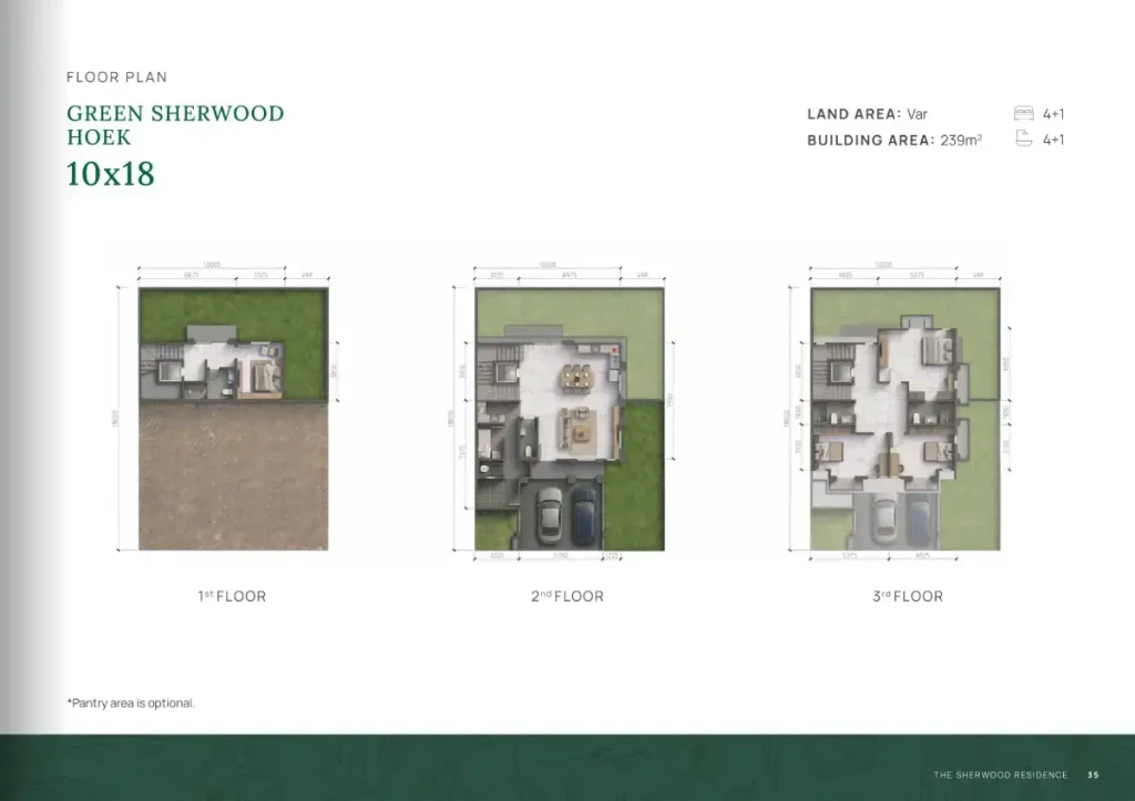 Denah Rumah The Sheerwood Residence Green TIpe 10x18 Hoek