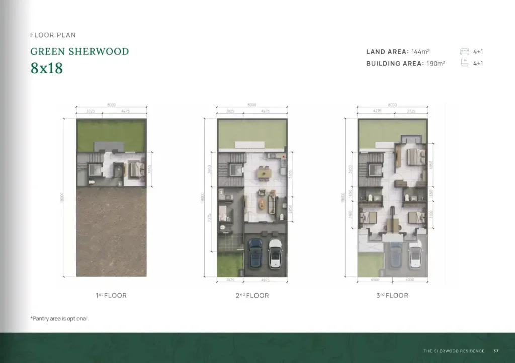 Denah Rumah The Sheerwood Residence Green TIpe 8x18