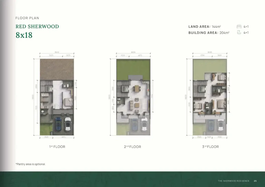 Denah Rumah The Sheerwood Residence Red TIpe 8x18