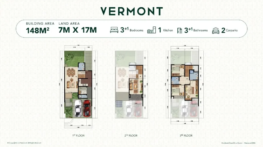 Axonometro Rumah Westwood Tipe Vermont