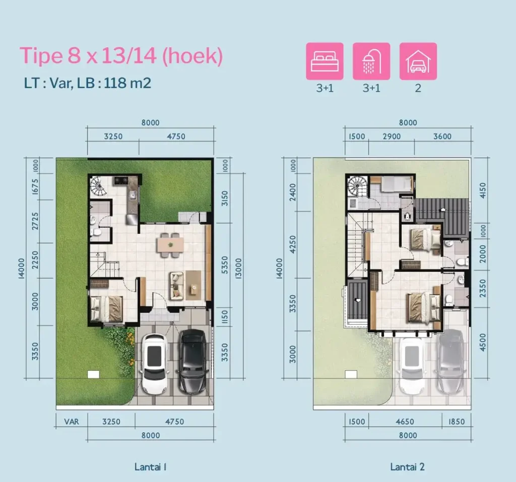 Denah Rumah Mimosa Paramount Petals Tipe 8