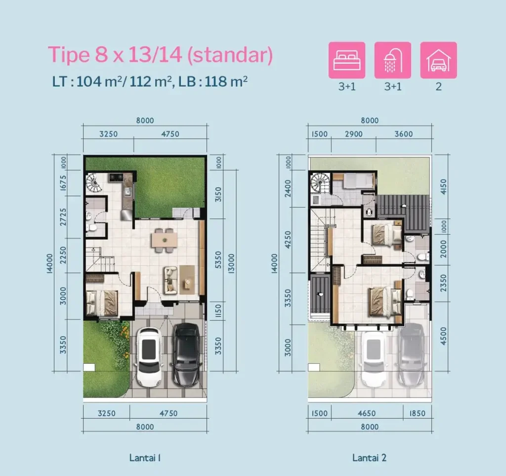 Denah Rumah Mimosa Paramount Petals Tipe 8