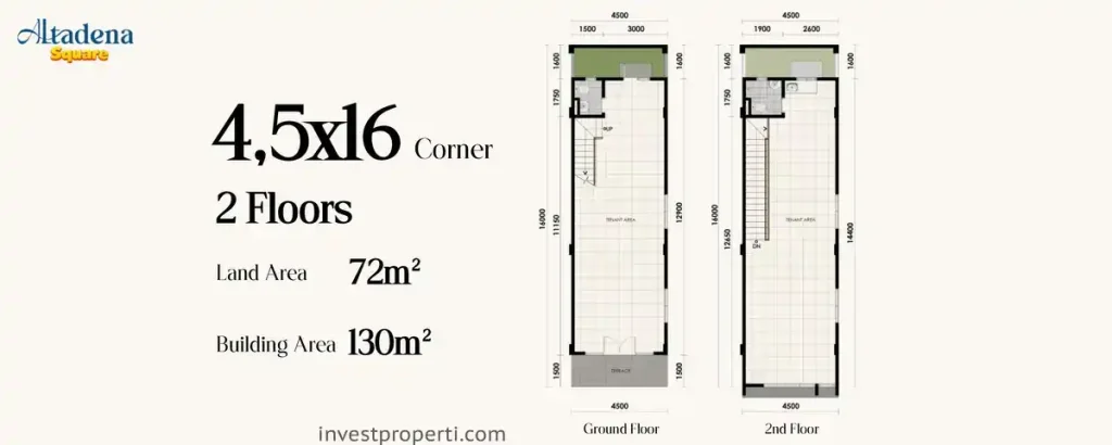 Denah Altadena Square Paramount Serpong 4,5x16 Corner