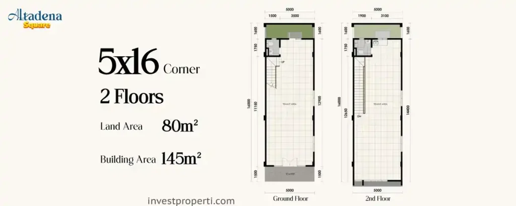 Denah Altadena Square Paramount Serpong 5x16 Corner