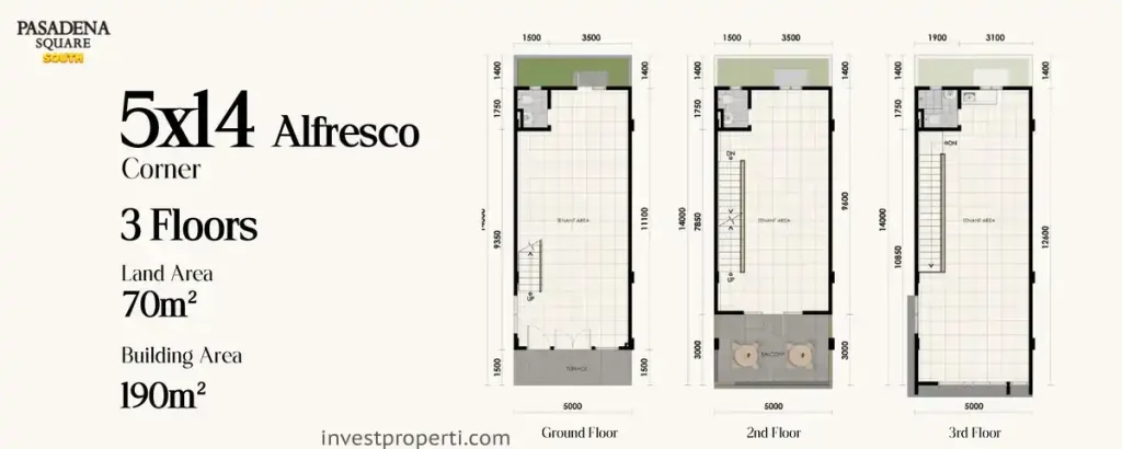 Denah Pasadena Square South Paramount Serpong 5x14 Alfreso Corner