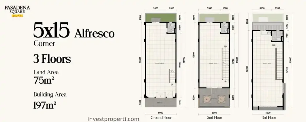 Denah Pasadena Square South Paramount Serpong 5x15 Alfreso Corner