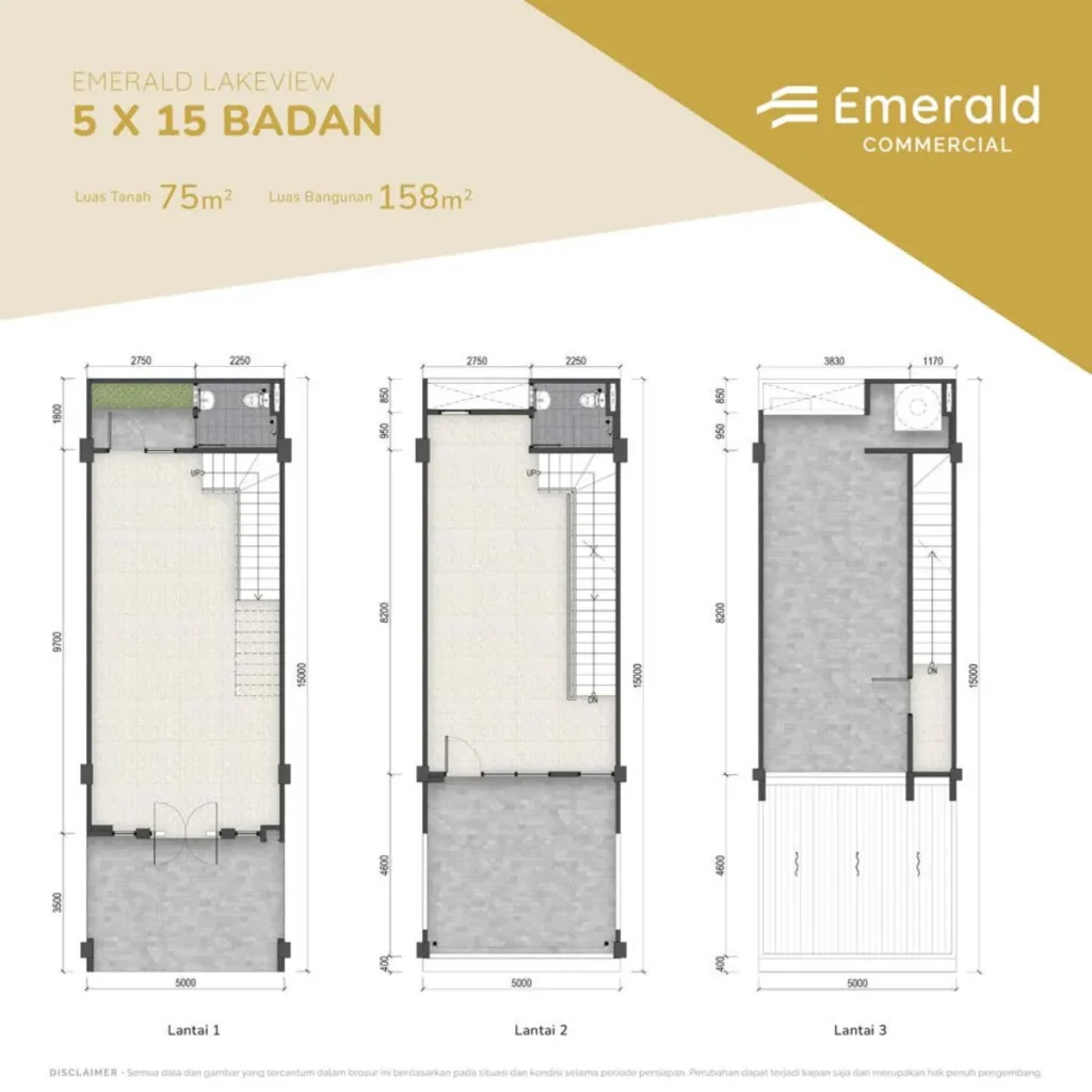 Emerald Commercial Summarecon Tangerang Denah Denah Tipe 5x15 Bdn Hadap Danau