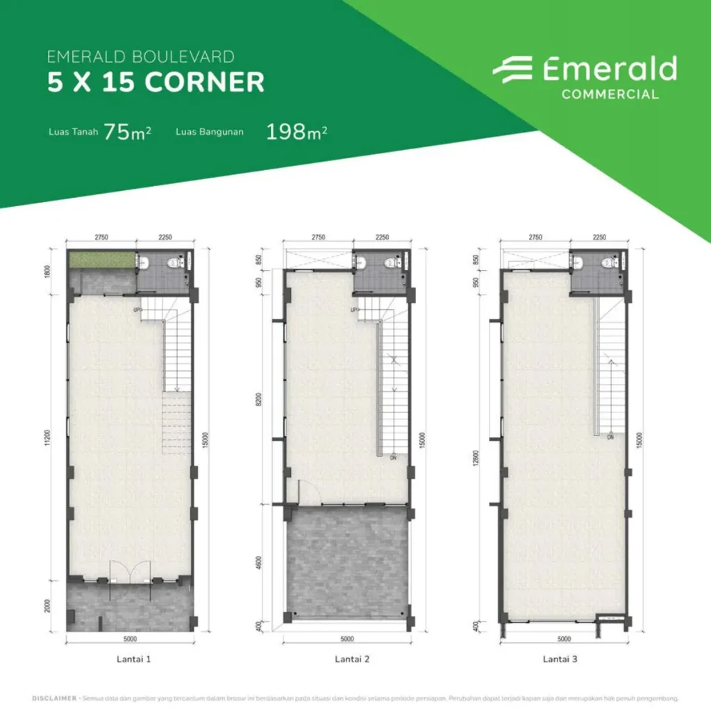 Emerald Commercial Summarecon Tangerang Denah Tipe 5x15 Sudut