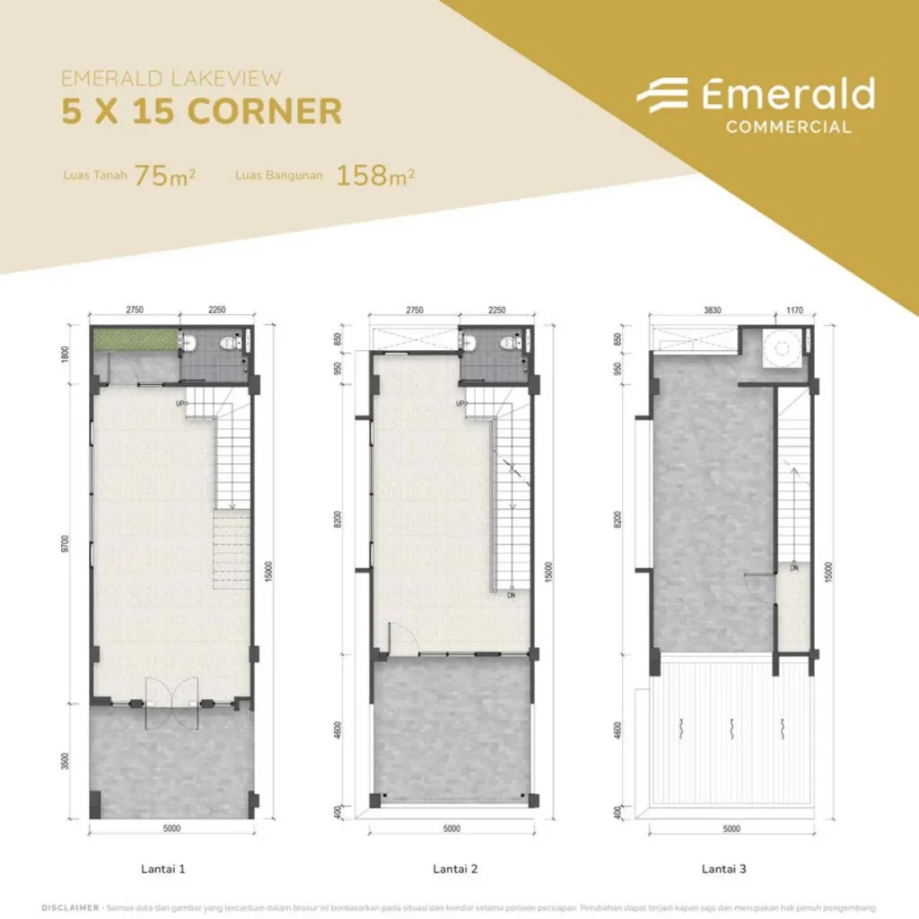 Emerald Commercial Summarecon Tangerang Denah Denah Tipe 5x15 Sdt Hadap Danau