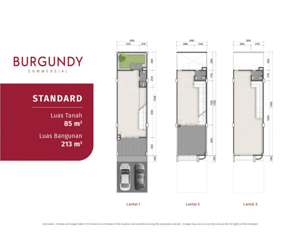 Ruko Burgundy Commercial Summarecon Bandung - Denah Tipe Standard