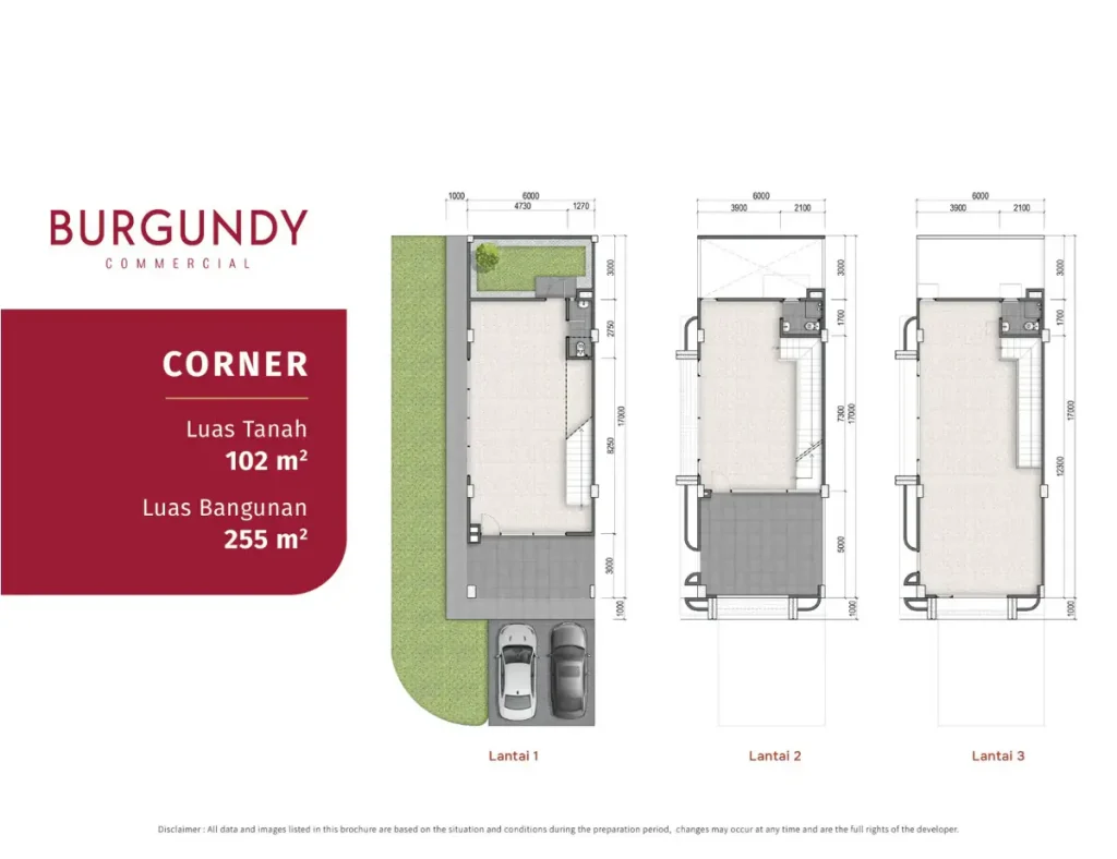 Ruko Burgundy Commercial Summarecon Bandung - Denah Tipe Sudut